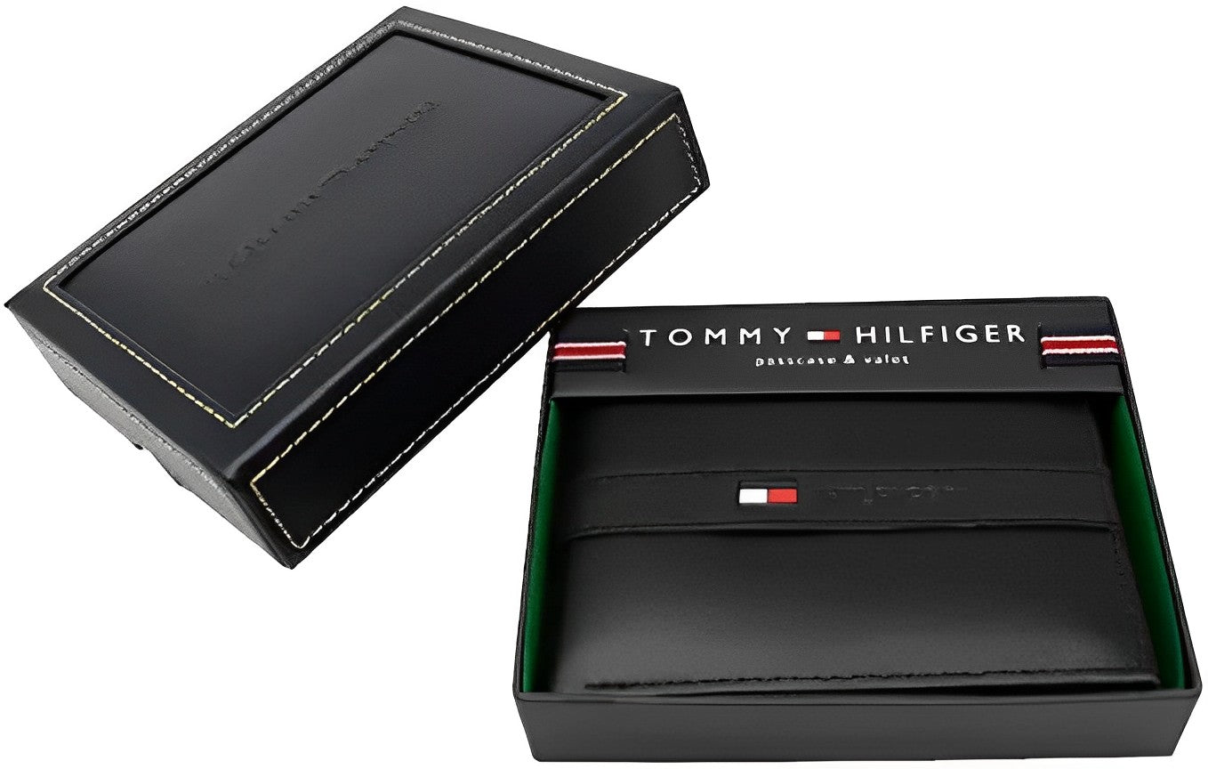 Tommy Hilfiger Men's Genuine Leather Passcase Wallet with Multiple Card Slots