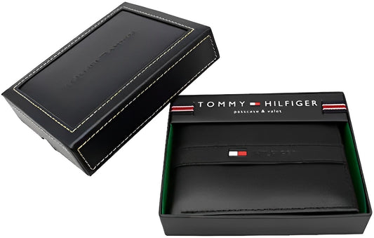 Tommy Hilfiger Men's Genuine Leather Passcase Wallet with Multiple Card Slots