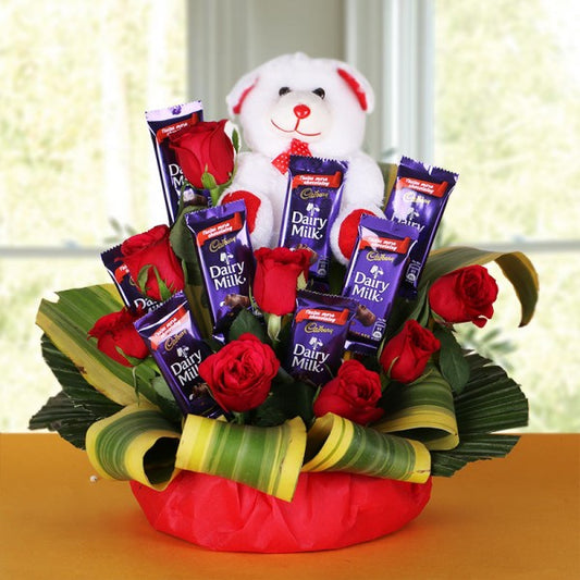 Chocolate Combo with Roses 🌹  and Teddy Bear