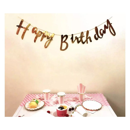 Happy Birthday Banner With Shimmering Gold Letters