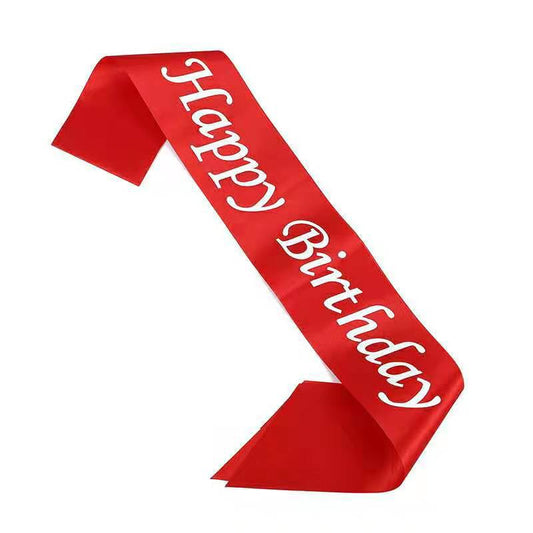 Happy Birthday Satin Sashes Shoulder Strap Red
