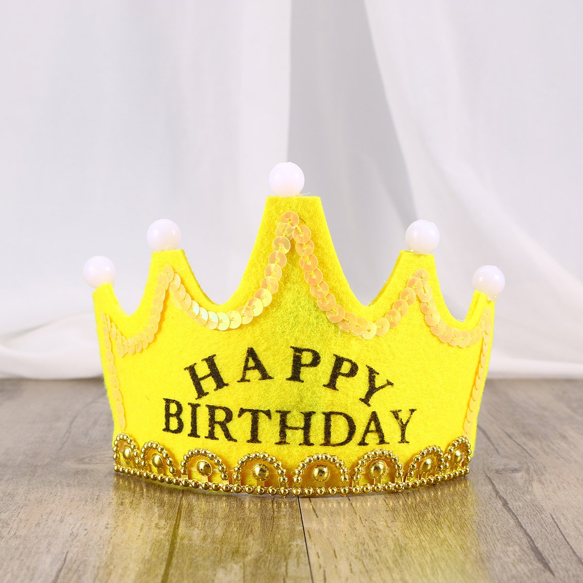 Yellow Happy Birthday Led Light Up Party Crown