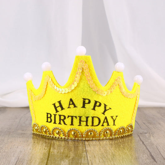 Yellow Happy Birthday Led Light Up Party Crown
