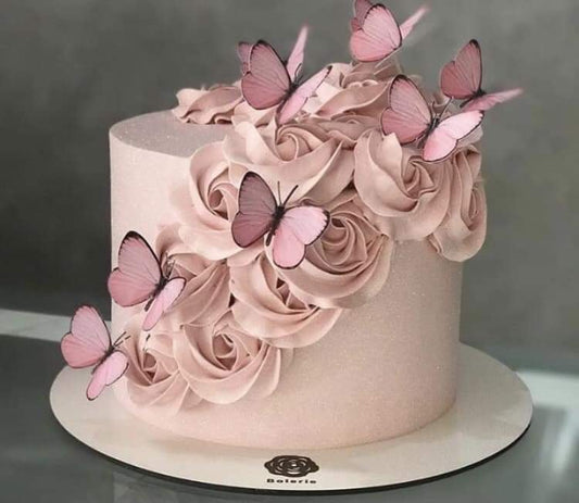 Rose Bordered Pink Cake