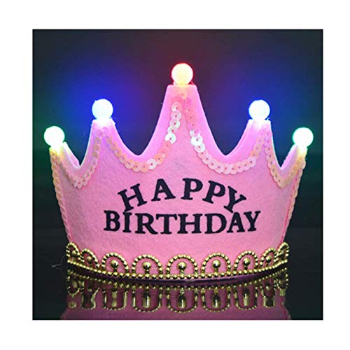 Pink Happy Birthday Led Light Up Party Crown